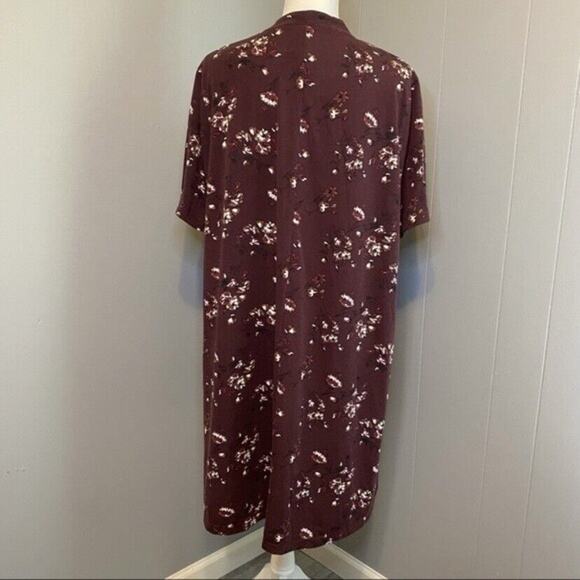 Hippie Laundry Short Sleeve Burgundy Red Floral Dress Choker Neck - Picture 4 of 6